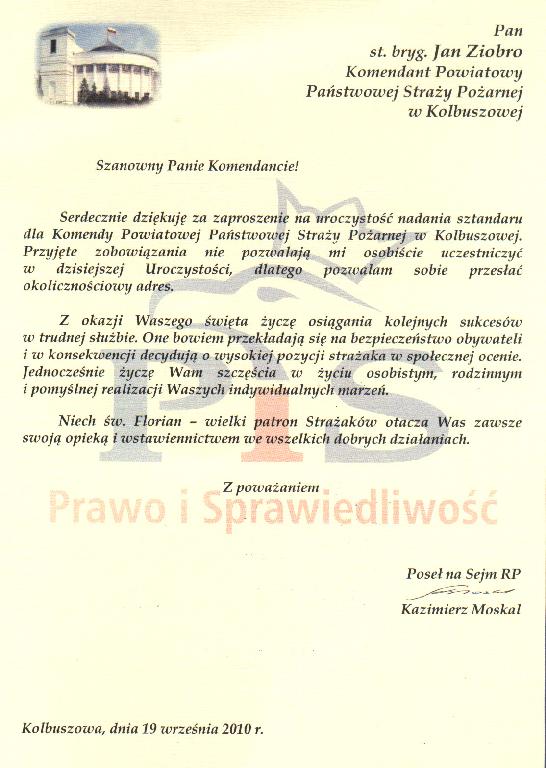 Listy gratulacyjne , życzenia